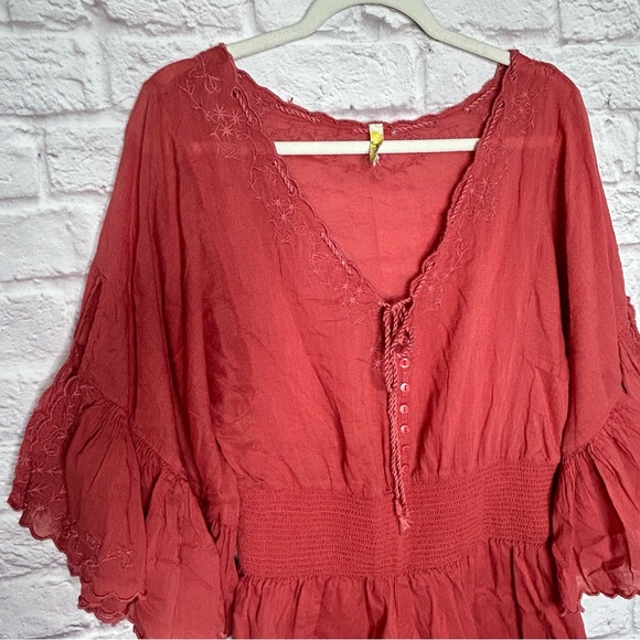 Free People Women's Far From Heaven Romper in Coral Red - Picture 8 of 16